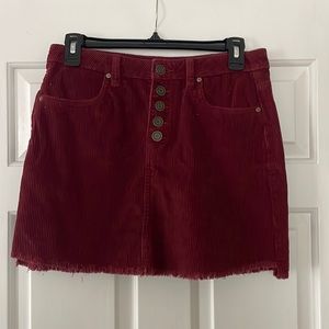 indigo rein red corduroy skirt